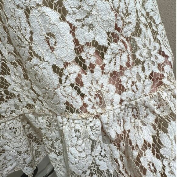 Mi Ami Ivory Lace Overlay Embroidered Floral Bridal Fairy Romantic Dress Size XS - Picture 9 of 16